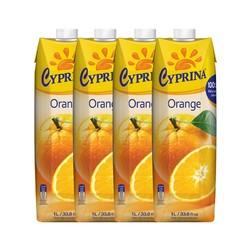 地中海塞浦路斯进口 塞浦丽娜（Cyprina）橙汁100%纯果汁 1L*4瓶 果汁饮料 整箱 *3件