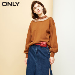 ONLY2018秋季新款木耳边网纱拼接卫衣女|11