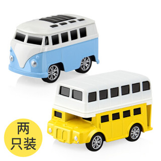 DODOELEPHANT 豆豆象 单双层巴士回力车套装 蓝色+黄色（两只装）