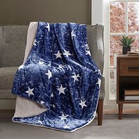 莱朗 双面印花法莱绒毛毯 星星蓝色 150*200cm