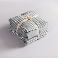 Jeanpop 简璞 水洗棉床笠款四件套 蓝白格 1.5米床