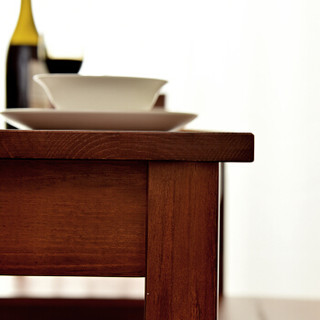家逸 实木餐桌松木一桌四椅简约小户型餐桌椅组合餐桌餐椅套装棕色