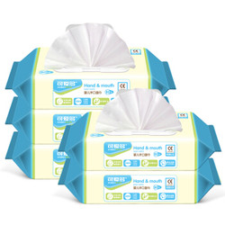 可爱多 婴儿柔湿巾新生儿宝宝儿童手口湿纸巾80抽*5包共400抽 盖装 *6件