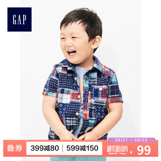 Gap 盖璞 693559 宝宝纯棉短袖衬衫 (蓝色)