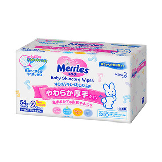 Merries 妙而舒 婴儿乳液湿巾 粉色加厚装 54张*2包*4件