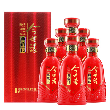 今世缘 白酒 典藏15 柔雅型 42度 500ml*6瓶 整箱装 送礼白酒(内含3个
