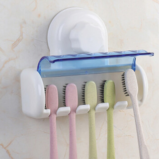 创意强力吸盘牙刷架吸壁式免打孔卫生间牙刷收纳架子防尘牙刷挂架 白色