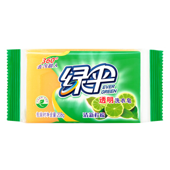 凑单品evergreen绿伞透明洗衣皂清新柠檬208g4件