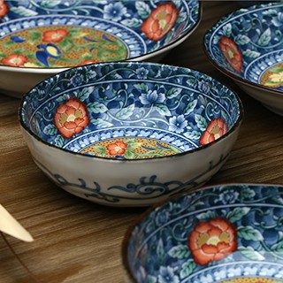 美浓烧 鸟语先春系列 陶瓷碗盘套装 10件套