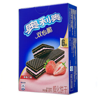 OREO 奥利奥 双心脆 威化饼干 (草莓味、87g )