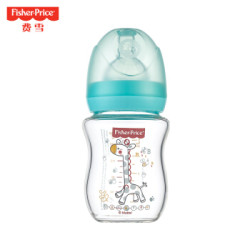 费雪(Fisher Price)婴儿宽口径玻璃奶瓶新生儿宝宝奶瓶防摔不漏水160ml湖兰色 *2件