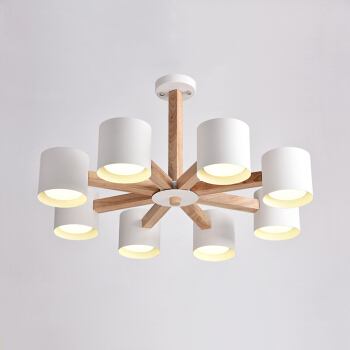 海德照明 HAIDE LIGHTING  吊灯 北欧 (8头、哑白色、铝艺、实木)