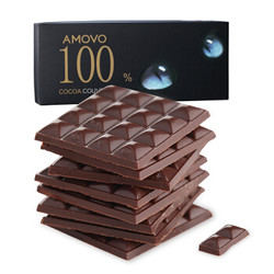 Amovo 100%可可无蔗糖特苦纯黑巧克力纯可可脂糖果休闲零食120g