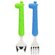 韩国爱迪生Edison长颈鹿儿童叉勺餐具便携不锈钢宝宝勺子婴儿训练叉子套装(绿色+蓝色) *4件
