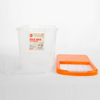  无忧乐 塑料透明米桶 25斤 橙色