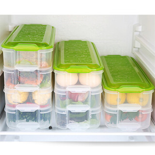 HAIXIN 冰箱塑料保鲜盒 绿色 3盒身1盖子