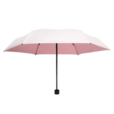 条纹五折晴雨伞 樱花粉