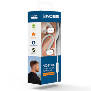 KOSS 高斯 KSC32iG 时尚耳挂式运动耳塞 带麦 灰白色