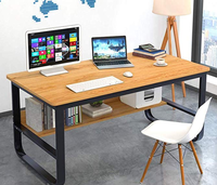 书桌学生学习桌子台式电脑桌笔记本加粗钢木桌家用简约办公桌经济型卧室小桌 (U型黄梨木色（120x60）)