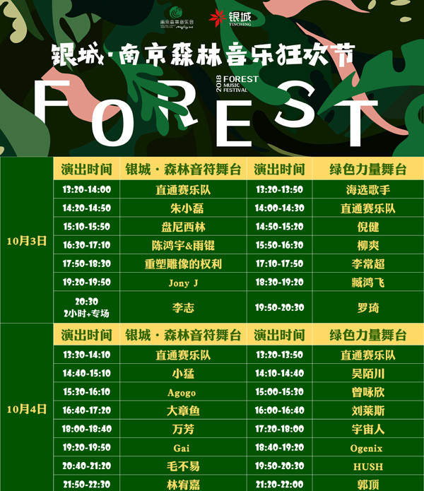 十一欢乐行：2018银城·南京森林音乐狂欢节 南京站