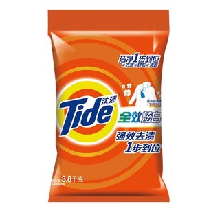 汰渍(Tide)全效炫白洗衣粉加衣领净精华洗衣粉 3.8kg/袋 *5件