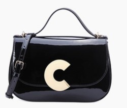 COCCINELLE Craquante Patent系列 女士漆皮单肩包 大号