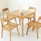 天米 TIMI 北欧白橡实木餐桌椅组合（900方桌+4把绿色凳面日式椅子)