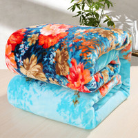 九洲鹿 加厚珊瑚绒毛毯 爱丽丝蓝 1.5*2m