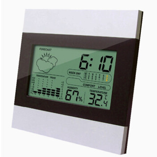 雨花泽（Yuhuaze）台挂式天气显示电子温湿度计 带时间舒适度温度计 测温计温度表