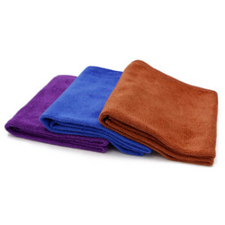 奥吉龙 洗车毛巾擦车布专用加厚吸水不掉毛大小号多功能刷车巾蓝色紫色咖啡三条装
