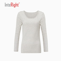 InteRight 4647305 女士圆领打底衫 灰白条纹 L
