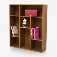 木以成居 书架落地置物架简约书柜客厅卧室书房简易玩具收纳柜子樱桃木色