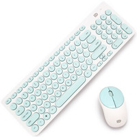 富德 ik6630无线键鼠套装 无线鼠标无线键盘套装 无线静音鼠标 办公键鼠套装 电脑笔记本家用套装 白绿