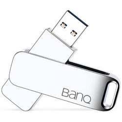 banq F61 256GB USB3.0高速U盘 360度旋转全金属车载优盘 银色
