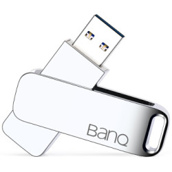 banq F61 256GB USB3.0高速U盘 360度旋转全金属车载优盘 银色