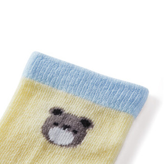 PurCotton 全棉时代 幼儿男款提花袜 (浅黄+天蓝、9.5cm、男款、2双、建议3-12个月)