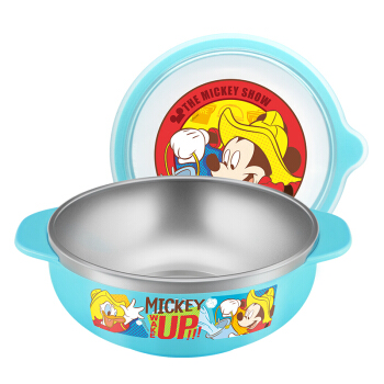 Disney 迪士尼 乐趣米奇03 韩国进口儿童不锈钢碗 (400ml、蓝色、单个装)