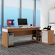 美宜德曼 老板桌职员办公桌 橡木色 1.6米L型带柜