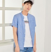 Semir 森马 男士棉麻立领衬衫