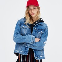 PULL&BEAR 09715340 女士oversize款牛仔外套