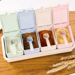 红凡 小麦秸秆四格调料盒