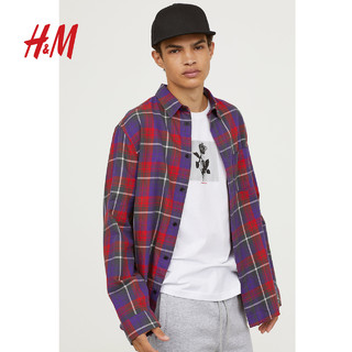  H&M HM0615307 男士法兰绒格纹衬衫 (紫色、XL)