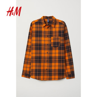  H&M HM0615307 男士法兰绒格纹衬衫 (深蓝色、S)