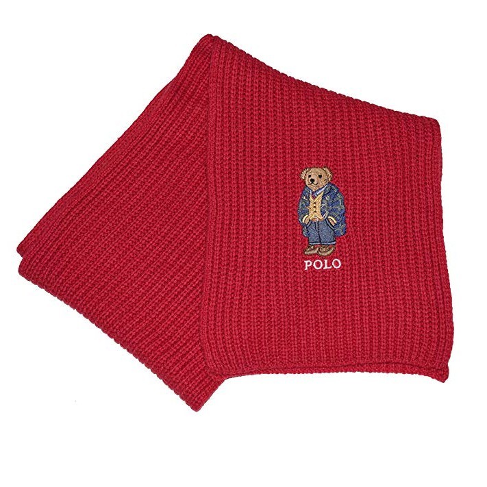 拉夫劳伦 POLO ralph lauren 中性款刺绣小熊针织围巾