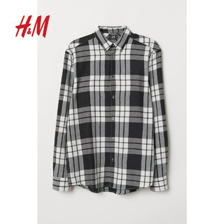  H&M HM0690115 男士法兰绒格纹衬衫 (绿色、S)