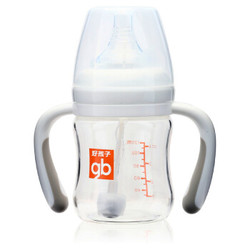 gb好孩子母乳实感宽口径握把吸管玻璃奶瓶120ml(粉白) *4件