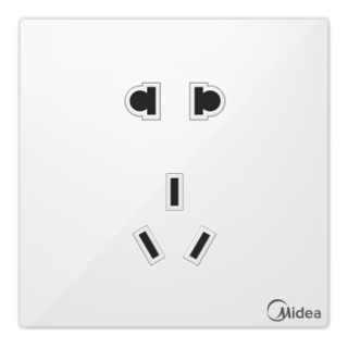 Midea 美的 E06 电源面板86型 五孔5孔 象牙白