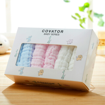 COVATOR 隽优 婴儿纯棉毛巾 25*25cm 6条装 粉/蓝/白