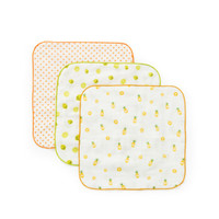 PurCotton 全棉时代 婴幼儿纱布手帕礼盒装 (25*25cm、青柠+橙星星+菠萝、3条装)