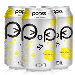 POPSS 帕泊斯 柠檬味 苏打水 饮料330ML*4罐 连包